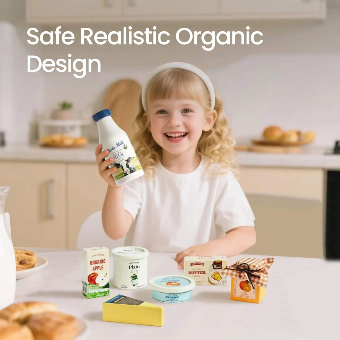 Child playing with Tiny Land® Organic Dairy Pack