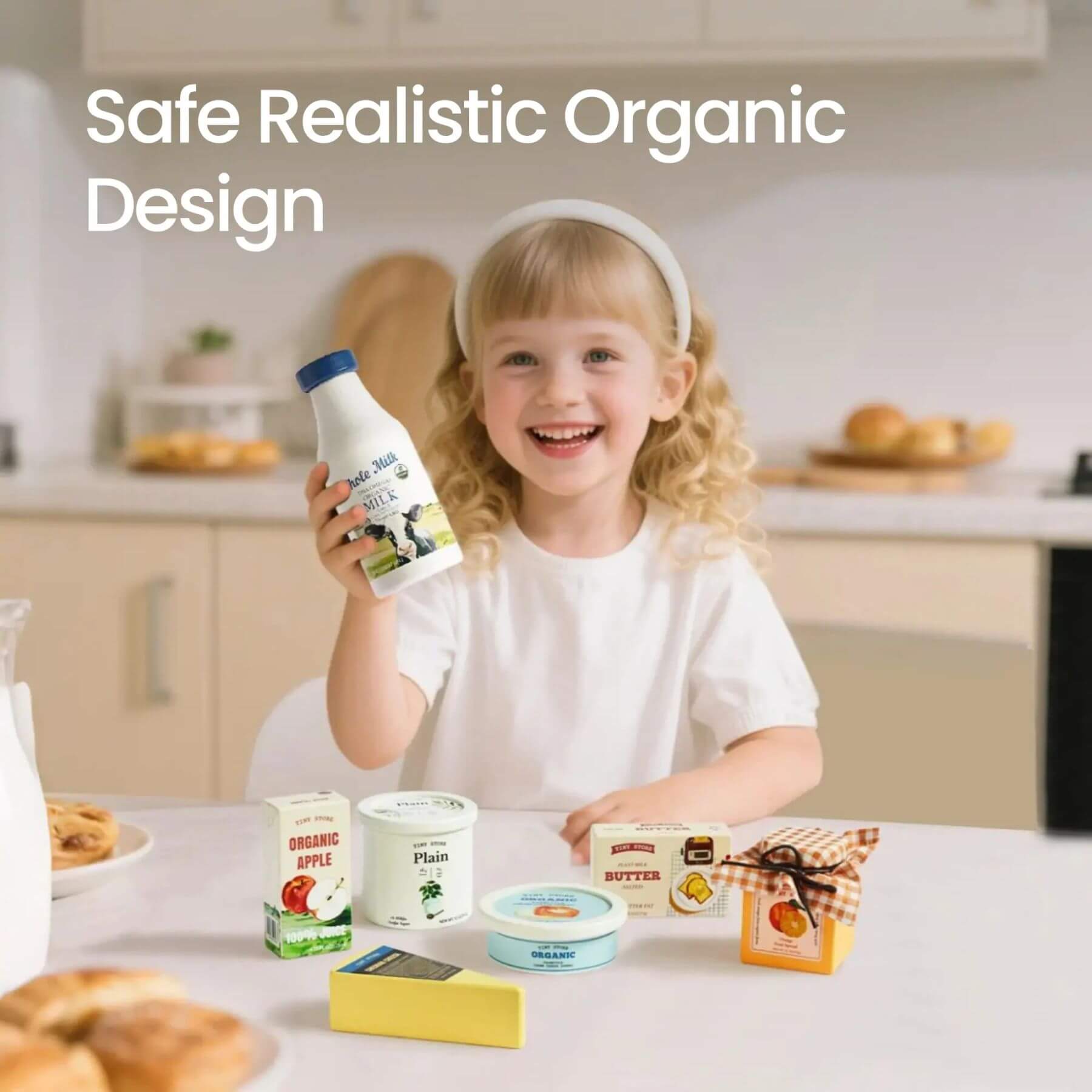 Child playing with Tiny Land® Organic Dairy Pack