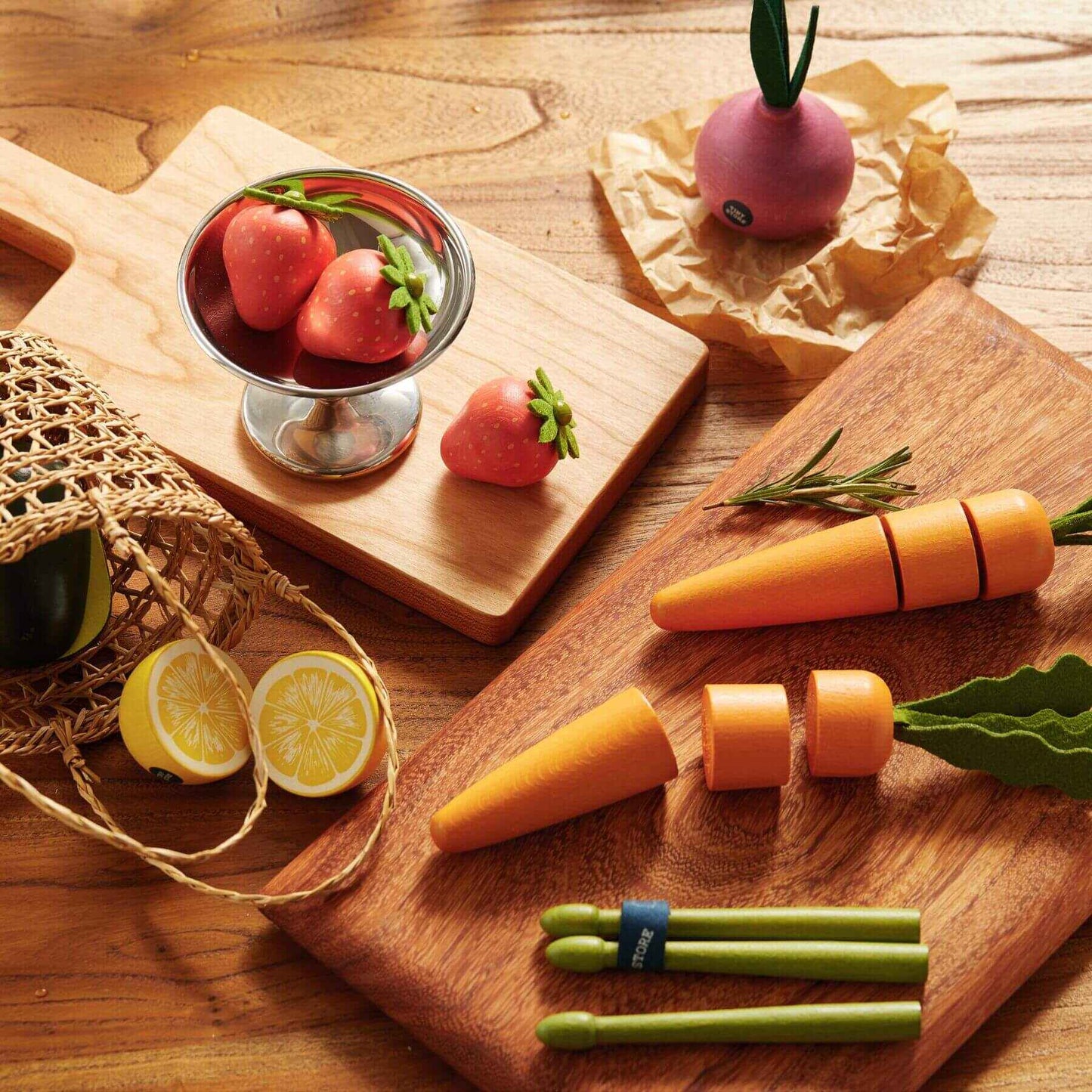Tiny Land® Organic Fruit & Veggie Pack on a wooden surface