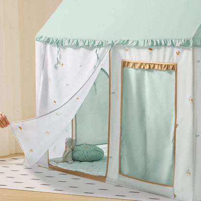 Tiny Land® Playhouse Tent and stuffed toy inside, on a light-colored floor.