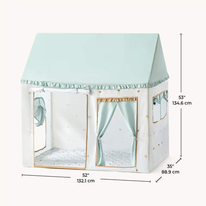 Tiny Land® Playhouse Tent with dimensions displayed