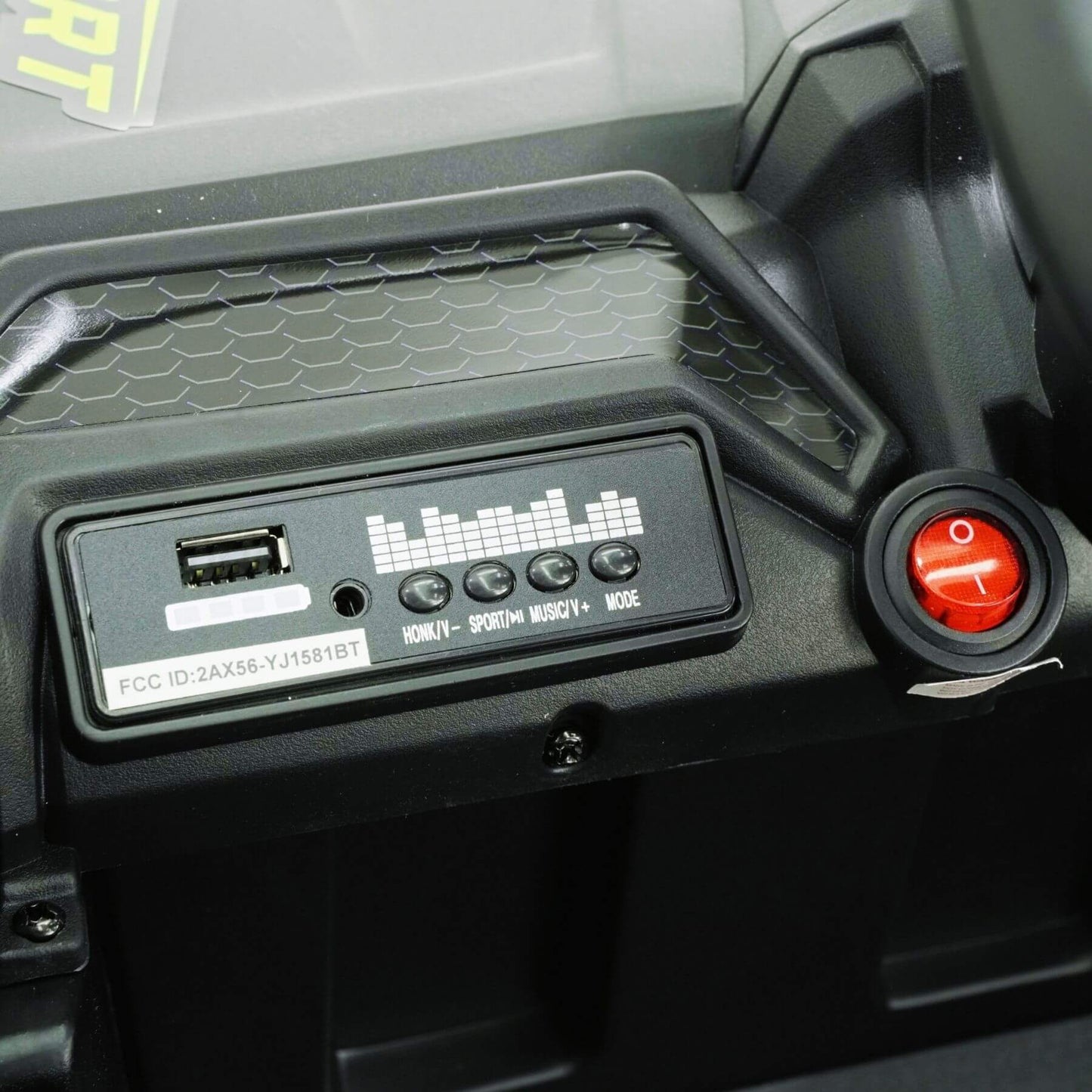Interior detail of Tamco 12V Ride On UTV Toy Electric Car Blue