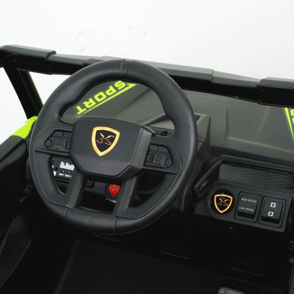 Interior detail of Tamco 12V Ride On UTV Toy Electric Car Green