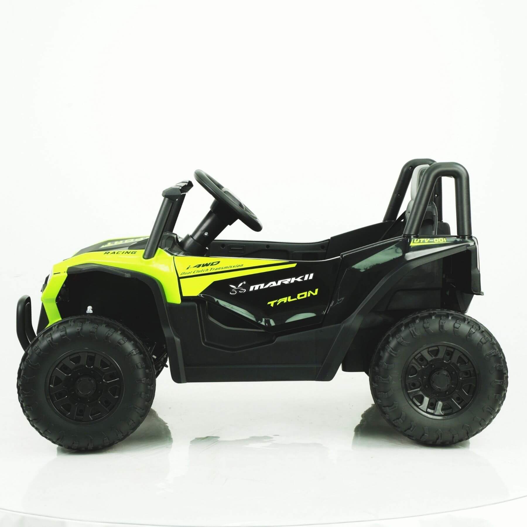 Side view of Tamco 12V Ride On UTV Toy Electric Car Green