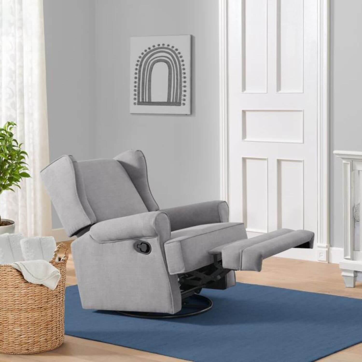 Oxford Baby Teegan Nursery Swivel Rocker Recliner Chair | Gray