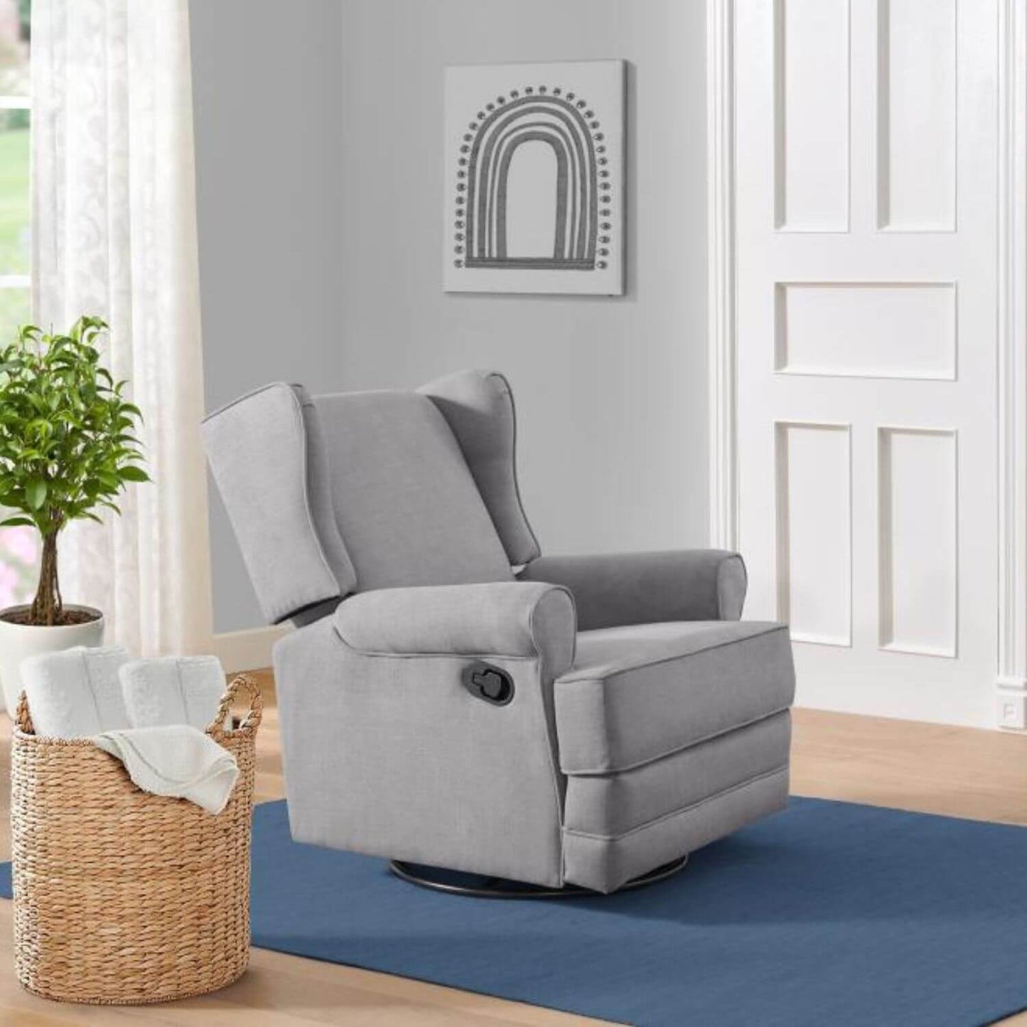 Oxford Baby Teegan Nursery Swivel Rocker Recliner Chair | Gray