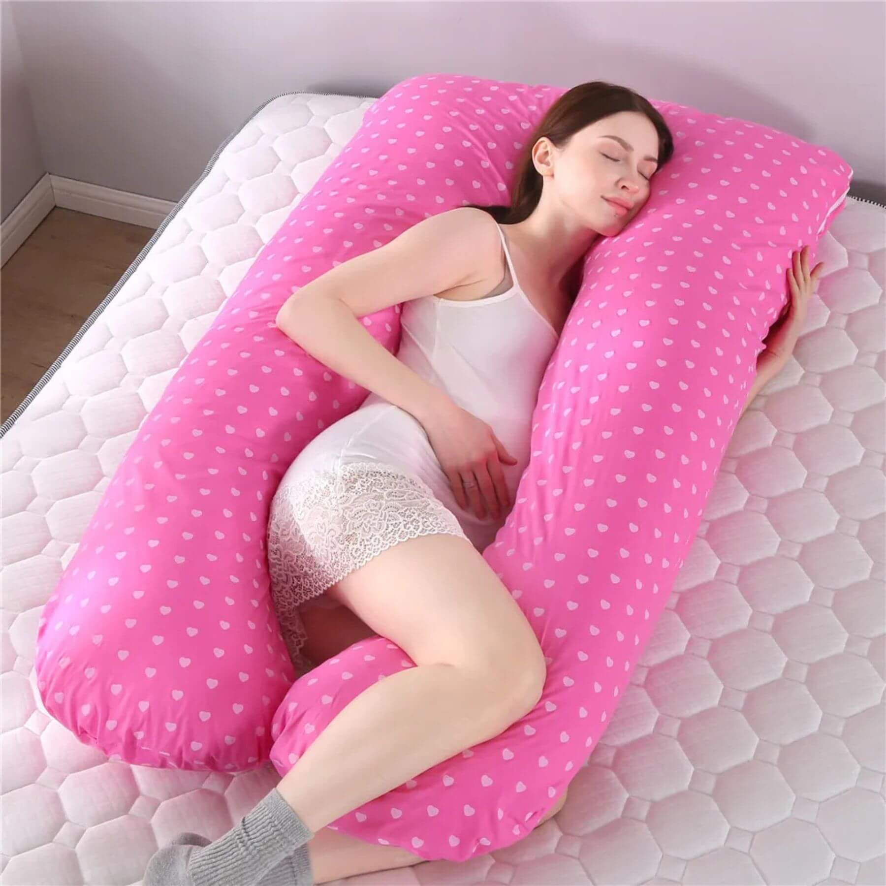 RocketBaby USA U-Shaped Multifunctional Maternity Pillow - Pink Dot