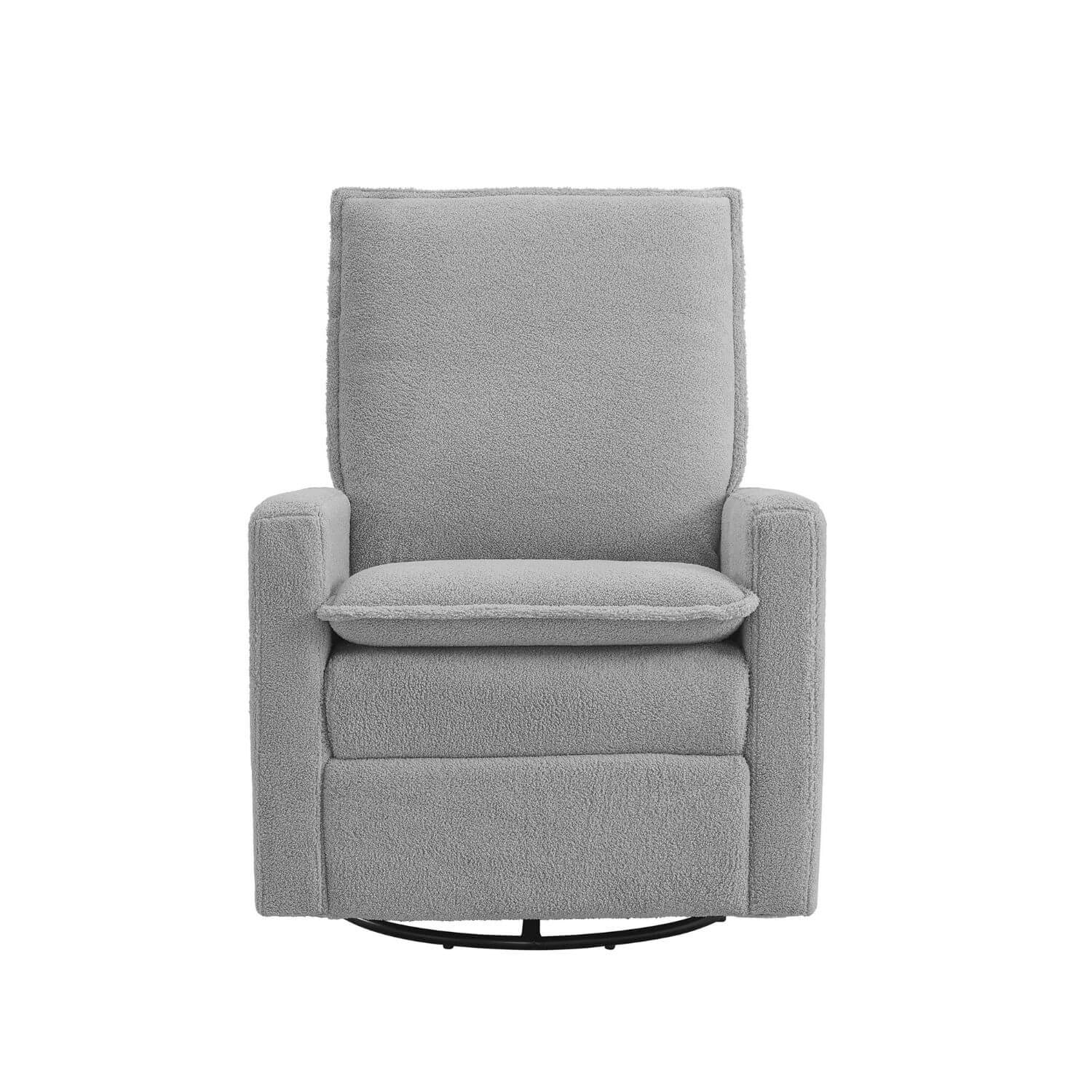 Oxford Baby Uptown Nursery Swivel Rocker Recliner in Boucle Koala Gray - Front View