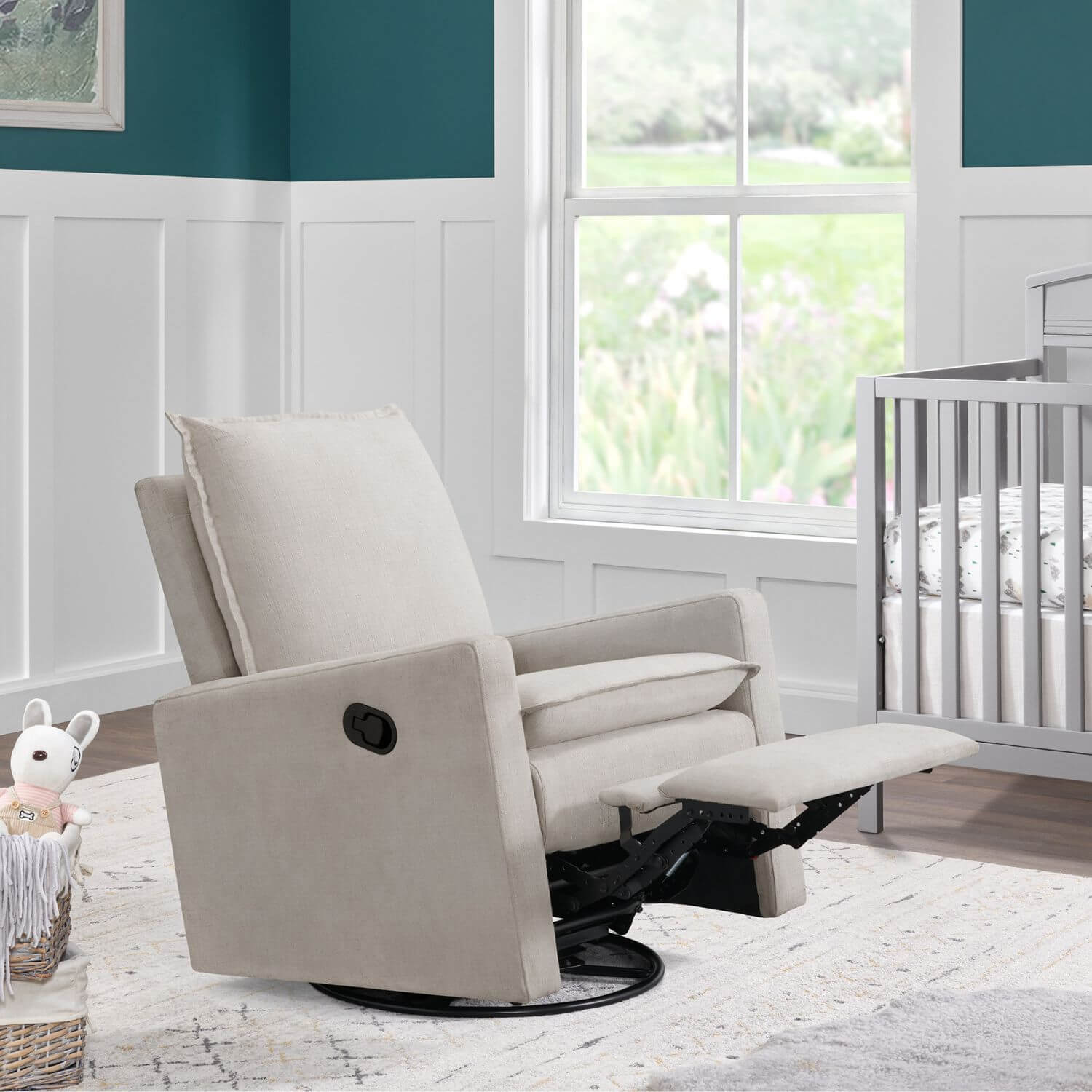 Oxford Baby Uptown Nursery Swivel Rocker Recliner in Sand