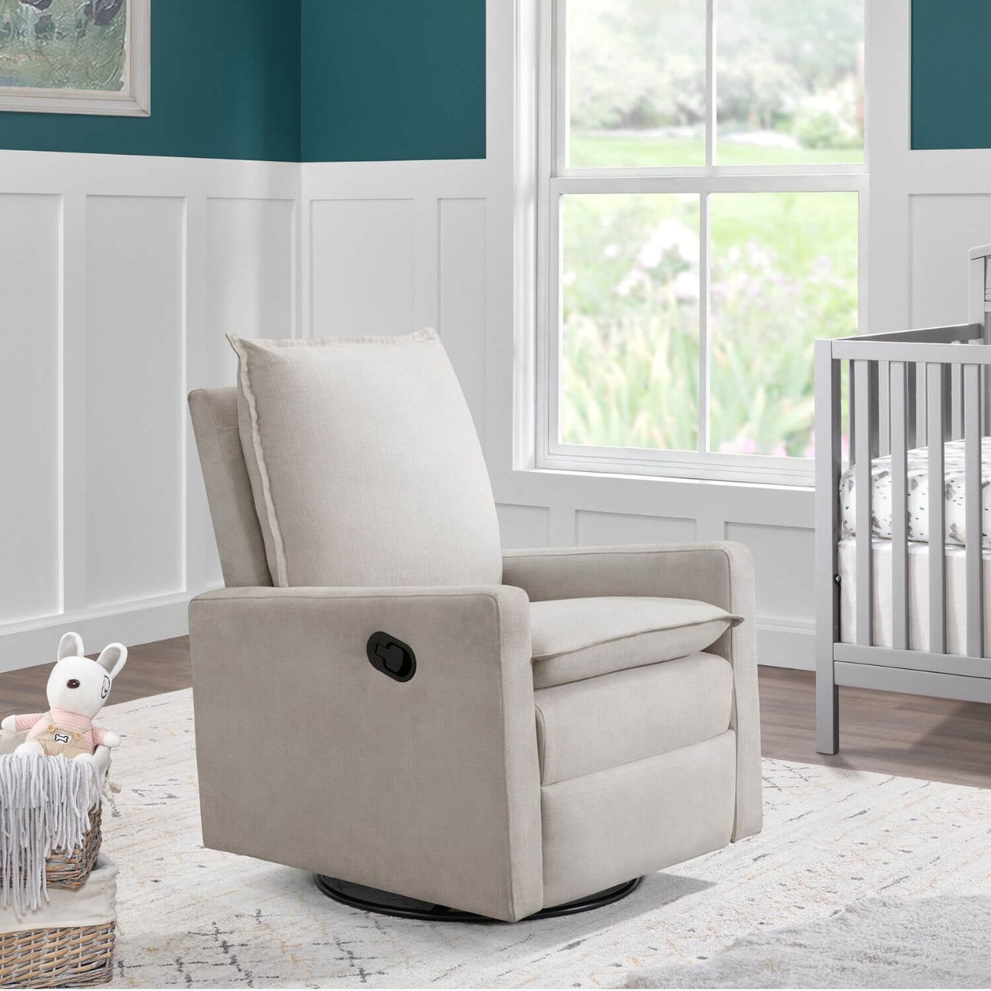 Oxford Baby Uptown Nursery Swivel Rocker Recliner in Sand