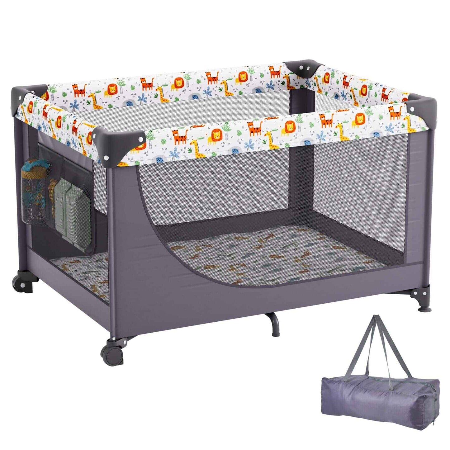 VEVOR Quick-Folding Portable Baby Toddler Fence Play Yard & Wheels