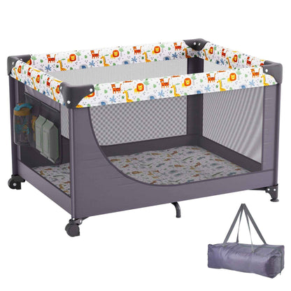 VEVOR Quick-Folding Portable Baby Toddler Fence Play Yard & Wheels
