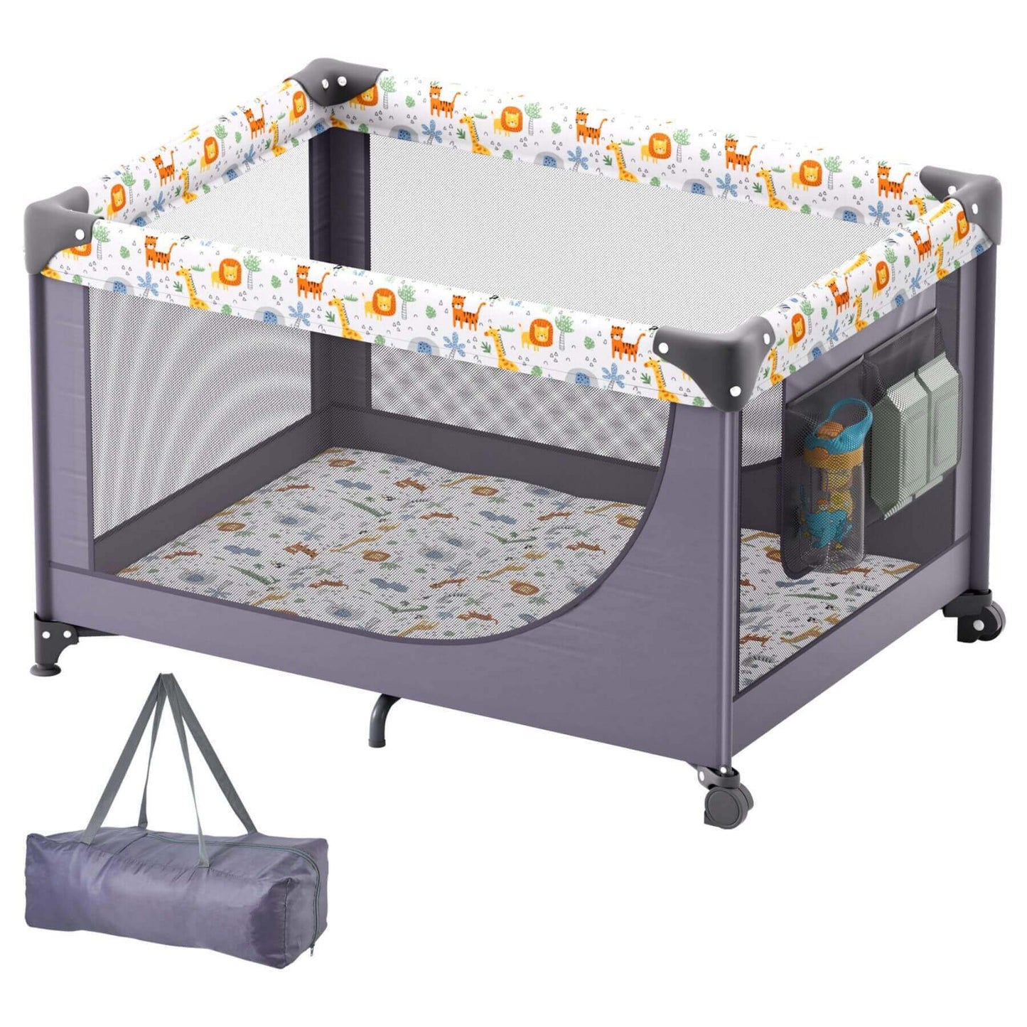 VEVOR Quick-Folding Portable Baby Toddler Fence Play Yard & Wheels