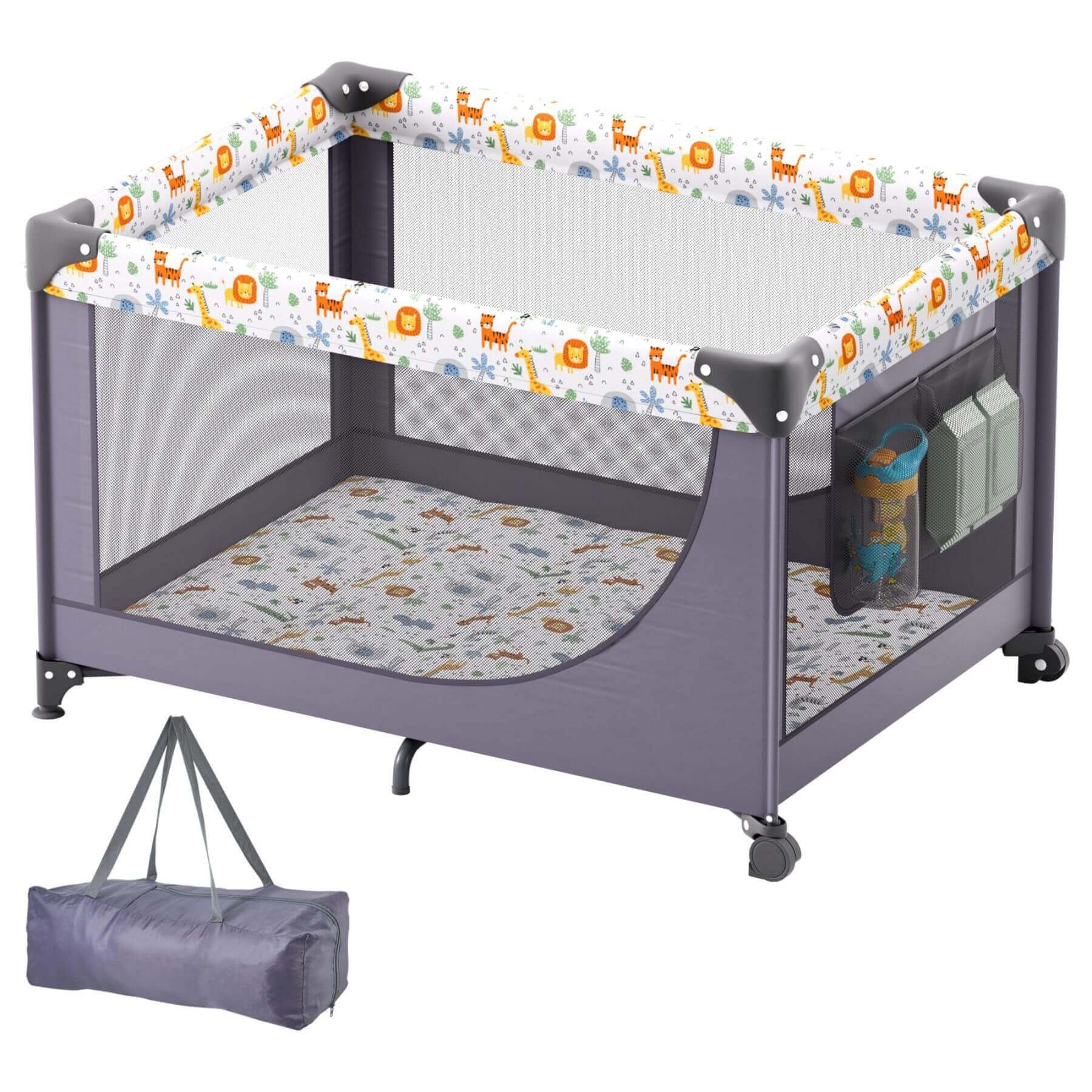 VEVOR Quick-Folding Portable Baby Toddler Fence Play Yard & Wheels