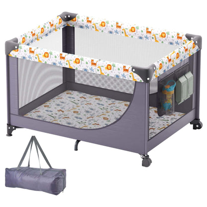 VEVOR Quick-Folding Portable Baby Toddler Fence Play Yard & Wheels