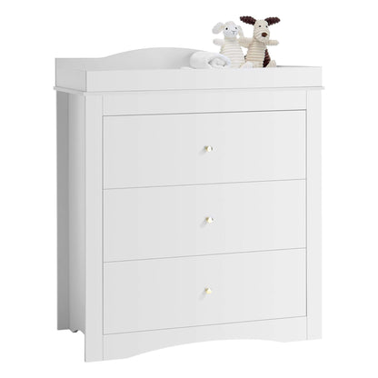 VEVOR Baby Diaper Changing Table Dresser with 3 Drawers - White