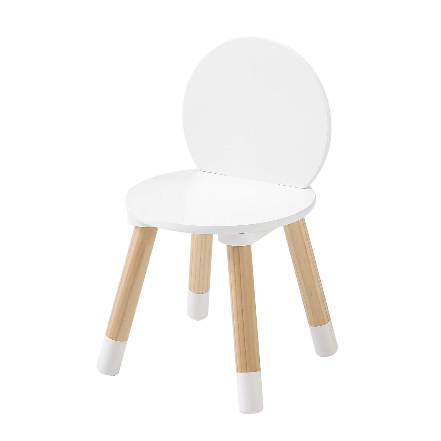 White chair with wooden legs on a white background