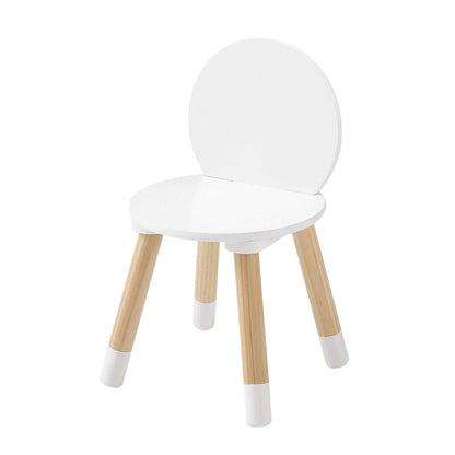 White chair with wooden legs on a white background