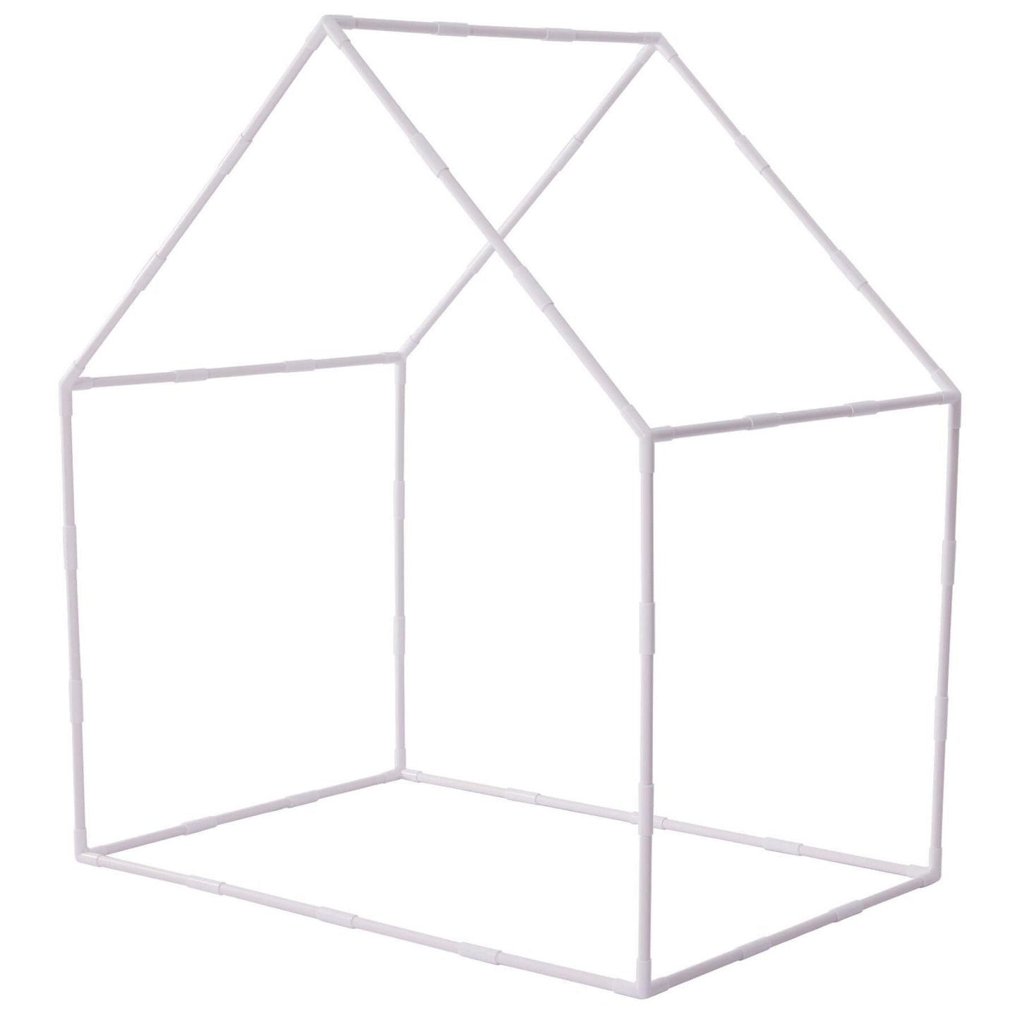 White geometric house-shaped shelf on a white background