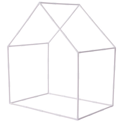 White geometric house-shaped shelf on a white background