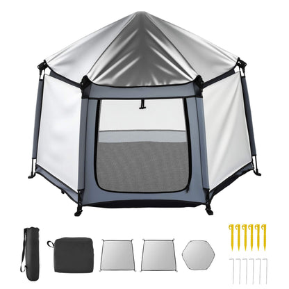 VEVOR Pop Up Toddler Playpen with Canopy with accessories on a white background