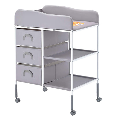 VEVOR Portable Diaper Change Station with 3 Drawers & Wheels