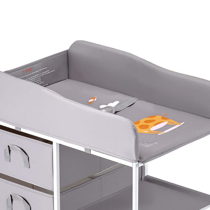 Close-up of VEVOR Portable Diaper Change Station with 3 Drawers & Wheels