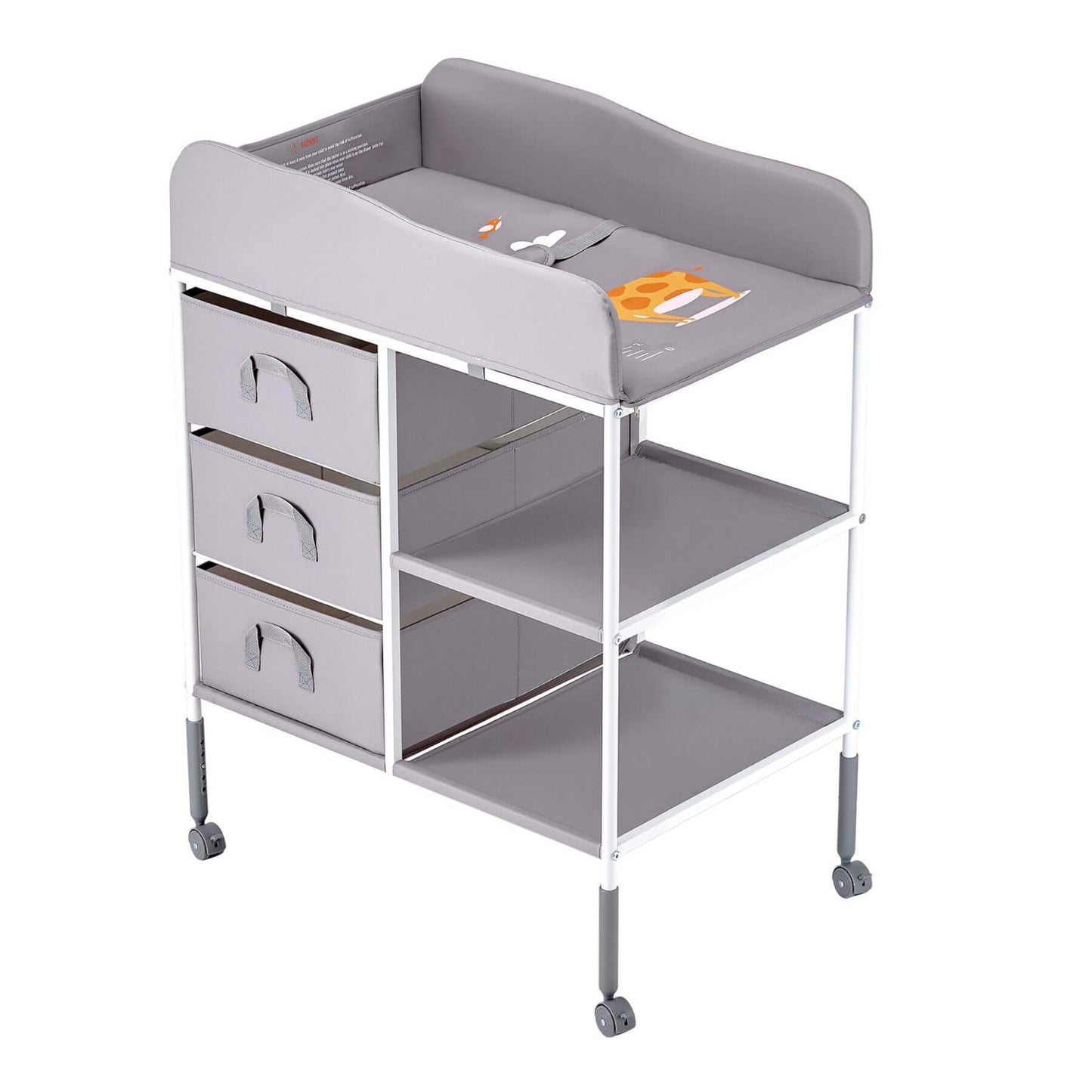 VEVOR Portable Diaper Change Station with 3 Drawers & Wheels