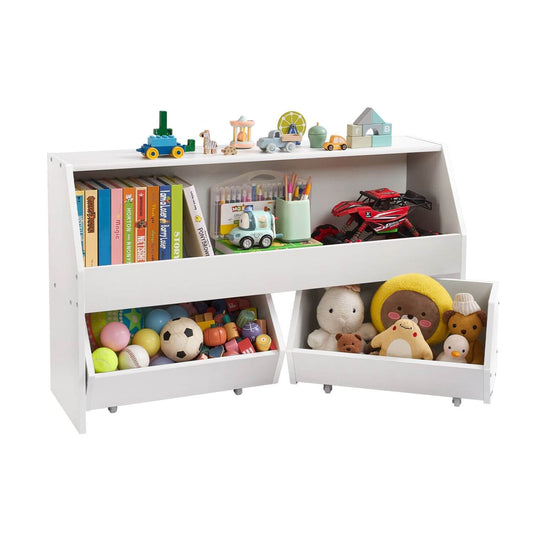 VEVOR Wooden Kids Bookshelf with Toy Storage Organizer - White