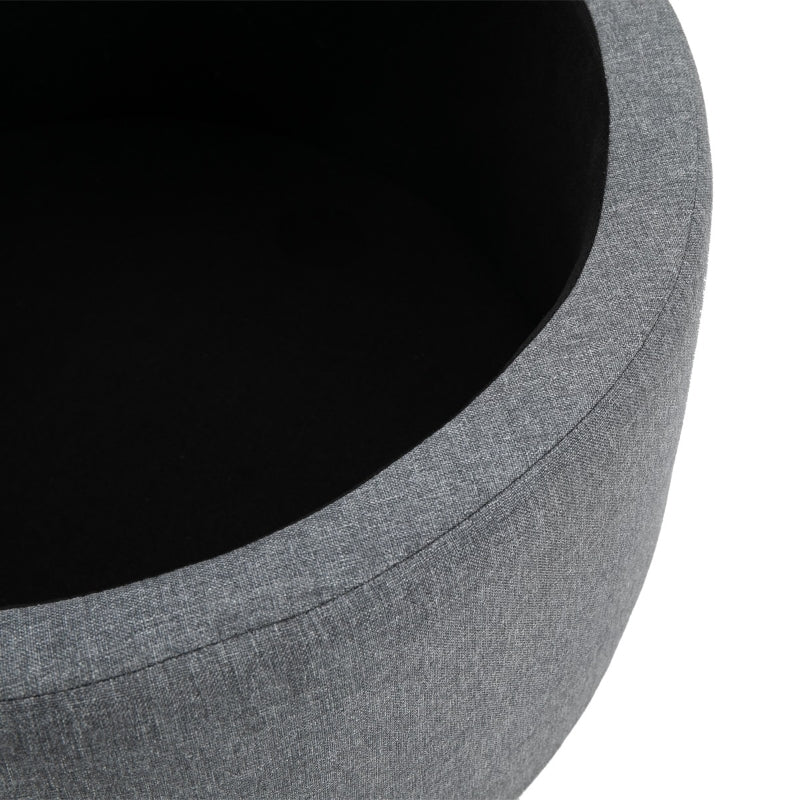 HOMCOM Round Grey Storage Stool | Button Tufted | Nursery & Multi-Use