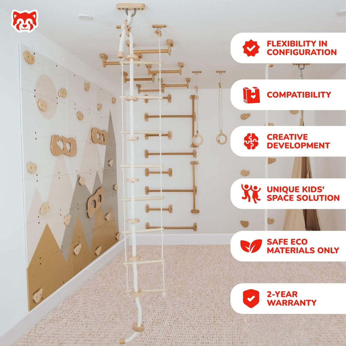 Wood and Hearts Climbing Wall Playground