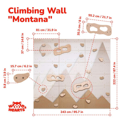 Dimensions of Wood and Hearts Climbing Wall Playground