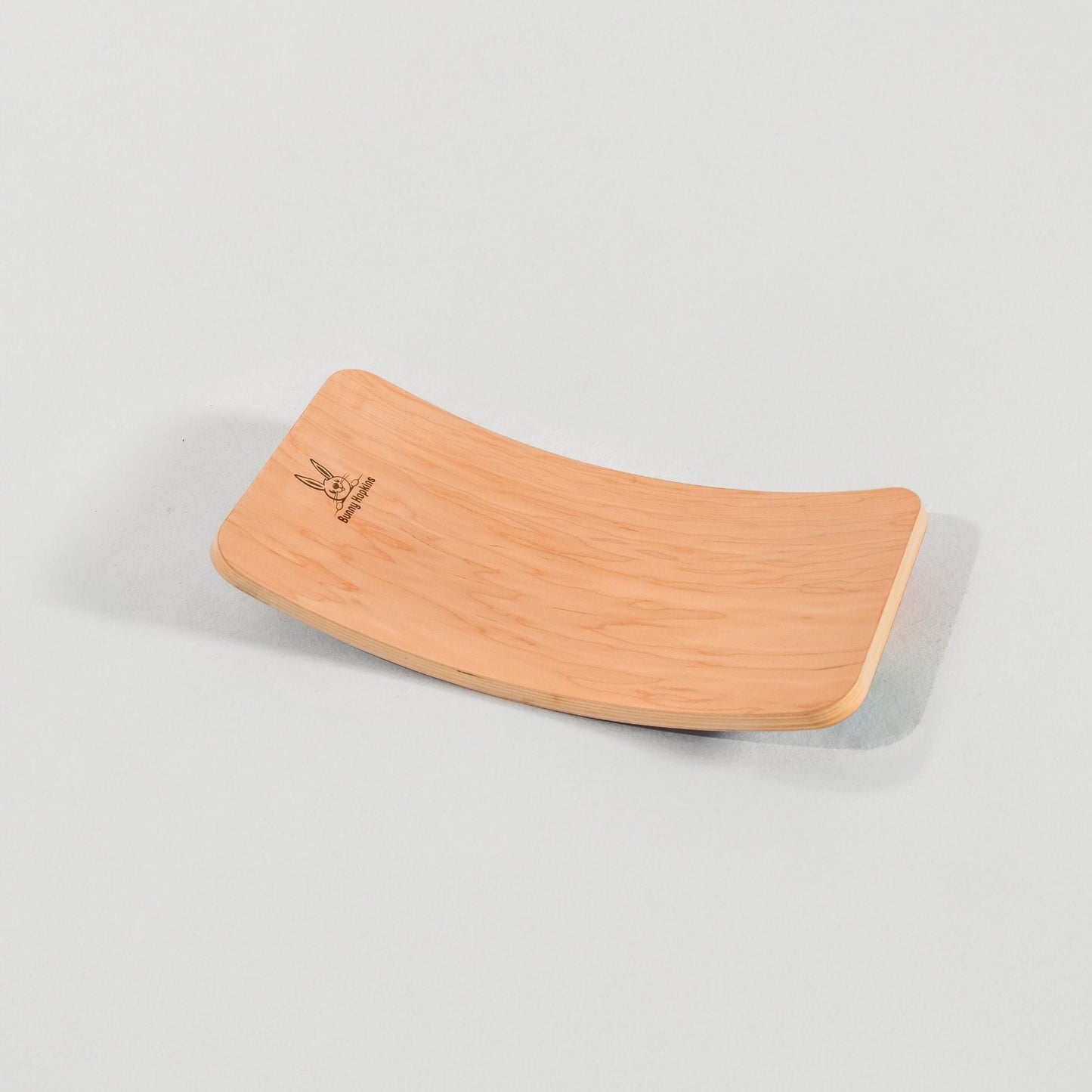 Wooden product with a logo on a light gray background
