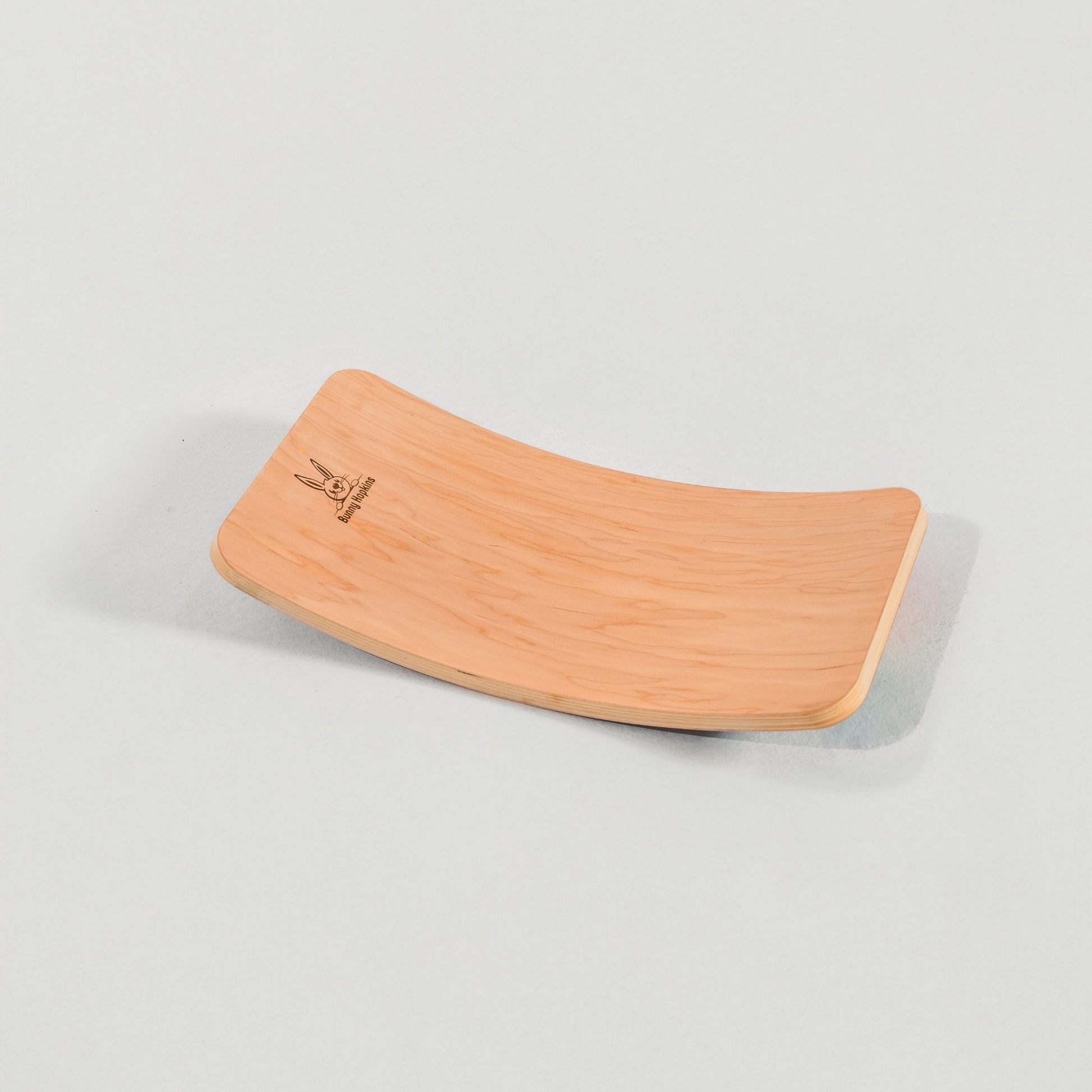 Wooden product with a logo on a light gray background