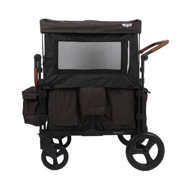 Mom Pushing Kids in Keenz XC+ - Luxury Comfort Stroller Wagon 4 Passenger Black
