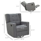 HOMCOM Nursery Recliner | Grey Linen Swivel Glider