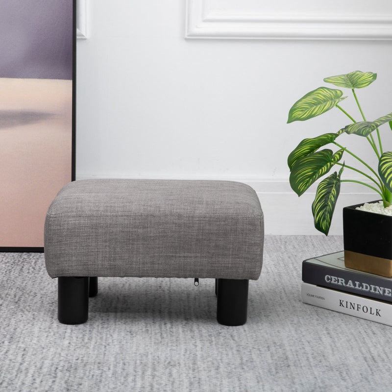 HOMCOM 16" Cube Linen Fabric Pouf Ottoman - Gray | Modern Footrest
