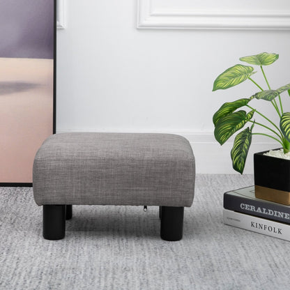 HOMCOM 16" Cube Linen Fabric Pouf Ottoman - Gray | Modern Footrest