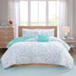 Abby Metallic Printed and Pintucked Comforter Aqua