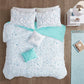 Overview of Abby Metallic Printed and Pintucked Comforter Aqua