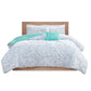 Abby Metallic Printed and Pintucked Comforter Aqua