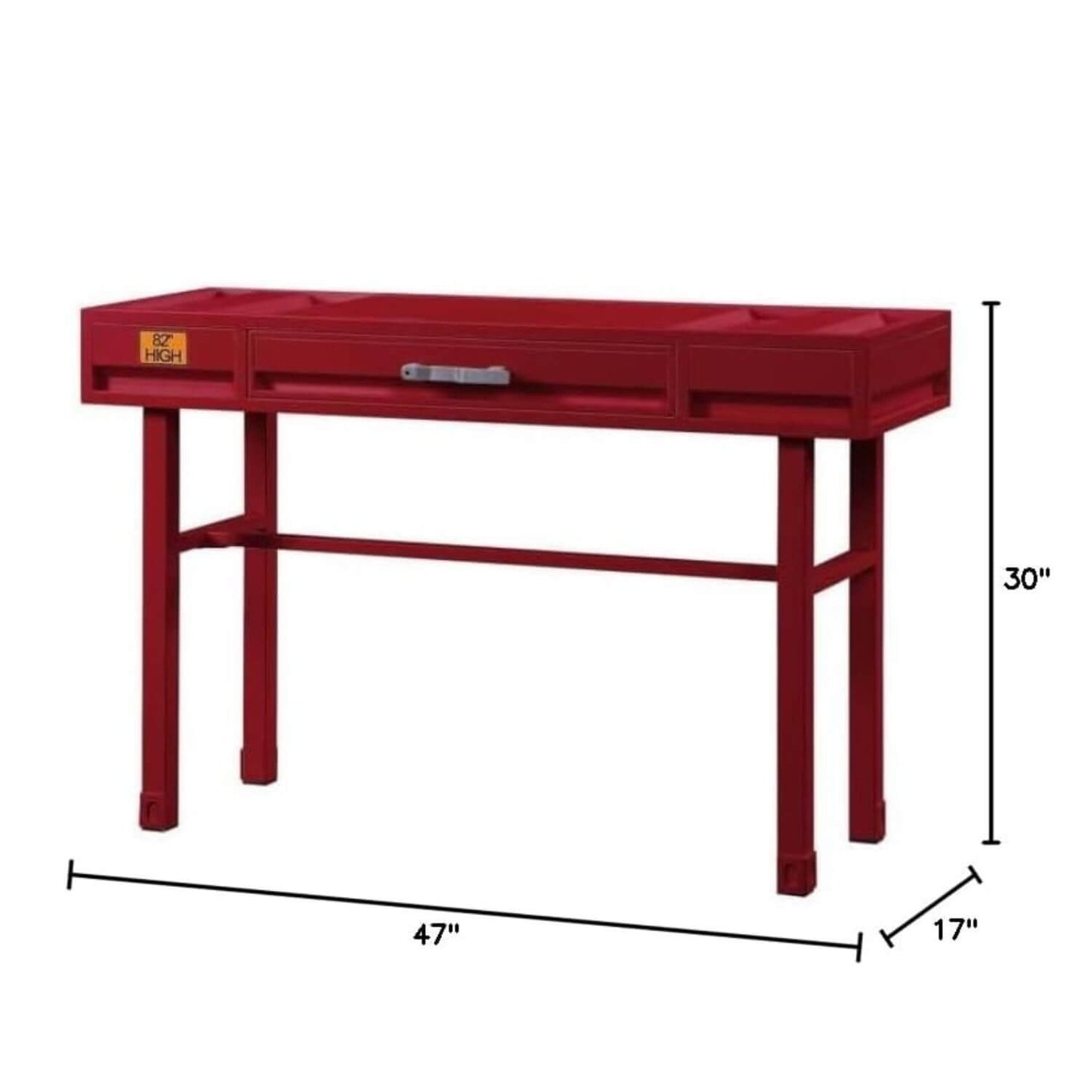 ACME Cargo Vanity Desk in Red - Dimensions