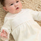 Baby Wearing ADINA Girls Ivory & Pink Organic Cotton Babygrow