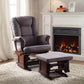 Benzara Aeron Glider with Ottoman Set | Gray and Brown