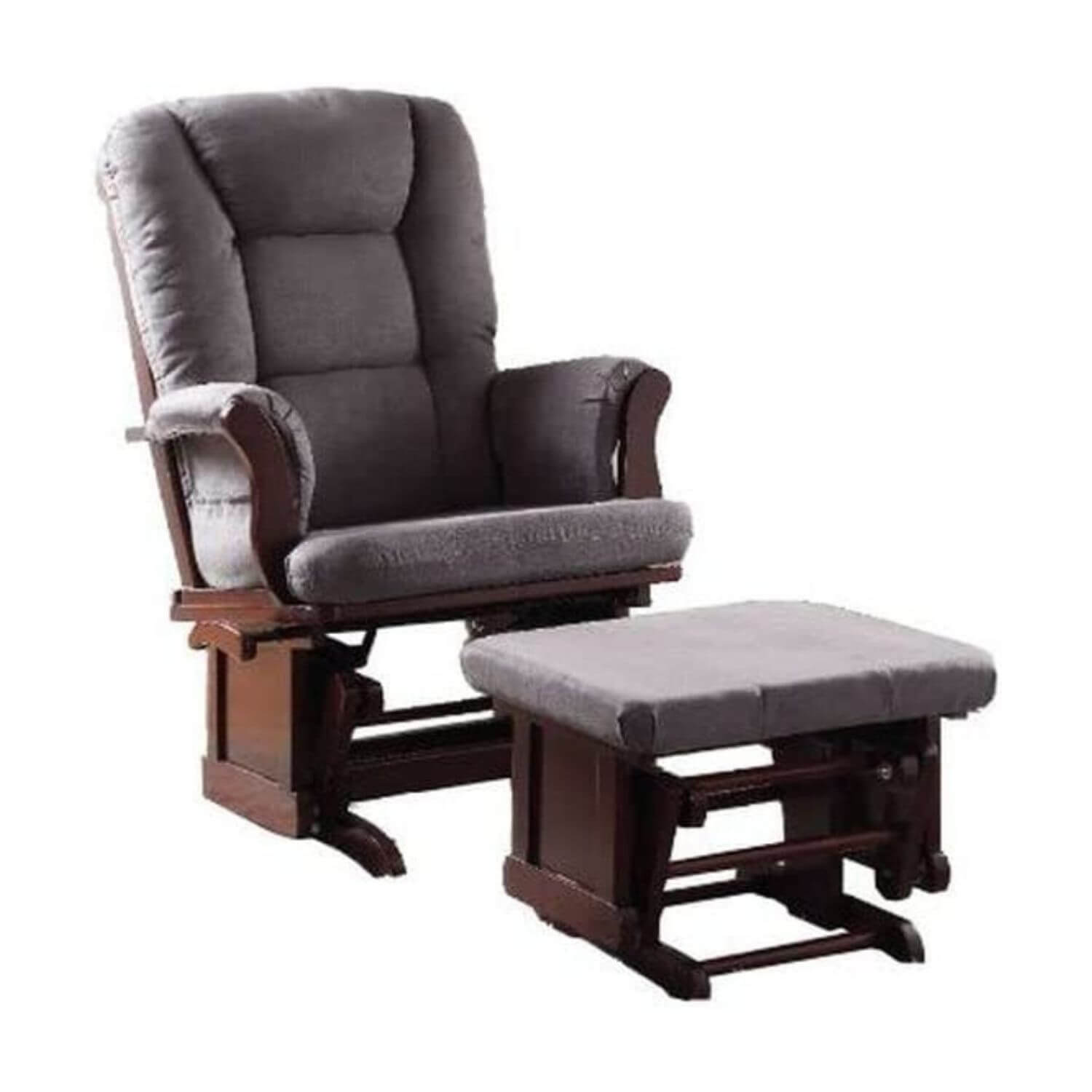 Benzara Aeron Glider with Ottoman Set | Gray and Brown