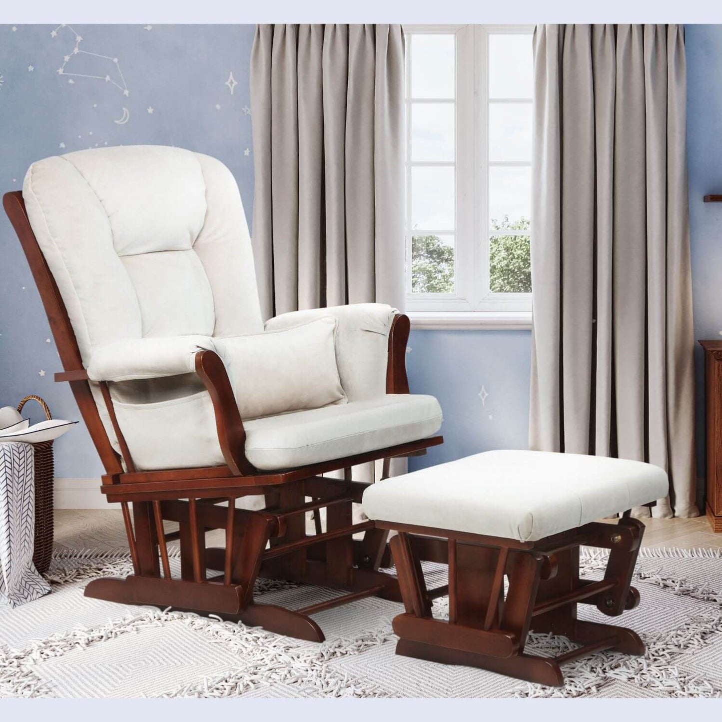 AFG Alice Glider Chair and Ottoman in Espresso w/ Pillow | GL7226E
