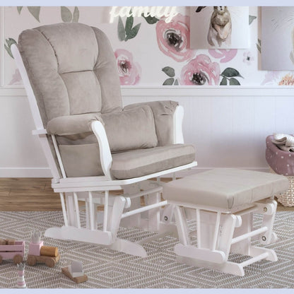 AFG Alice Glider Chair and Ottoman White without Pillow | GL7236W