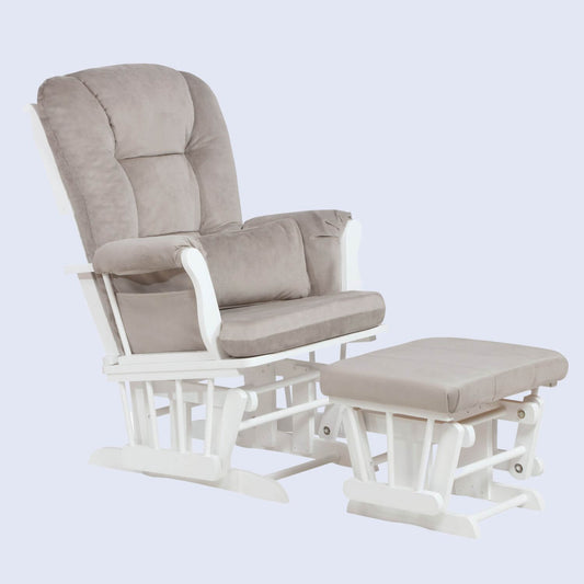 AFG Alice Glider Chair and Ottoman White with Pillow | GL7226W