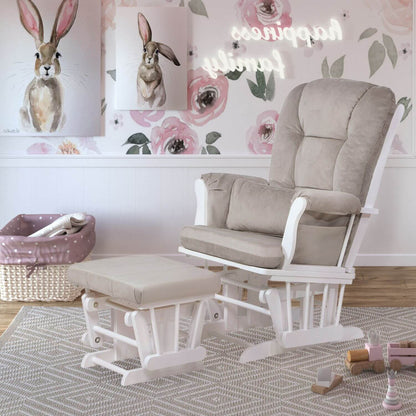 AFG Alice Glider Chair and Ottoman White without Pillow | GL7236W