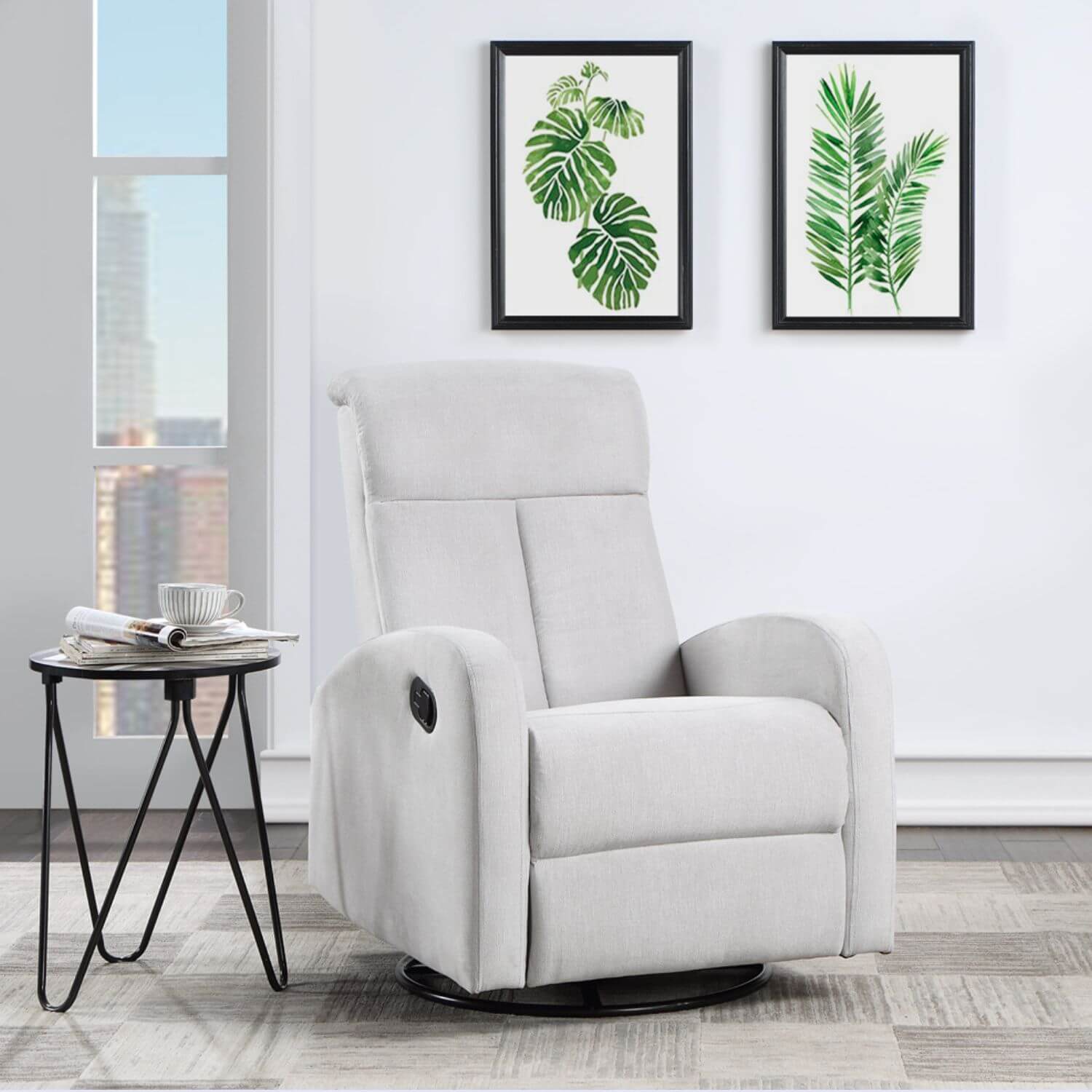 AFG Amber Nursery Swivel Glider Recliner | Gray Suede